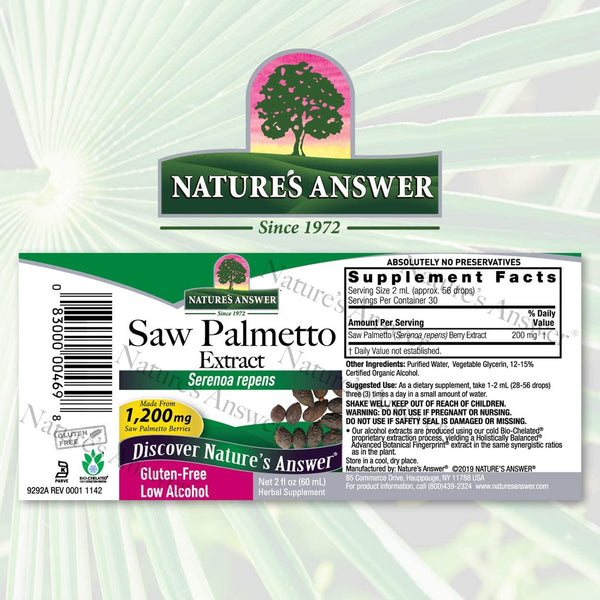 NATURES ANSWER SAW PALMETTO BERRY EXTRACT  2 Oz