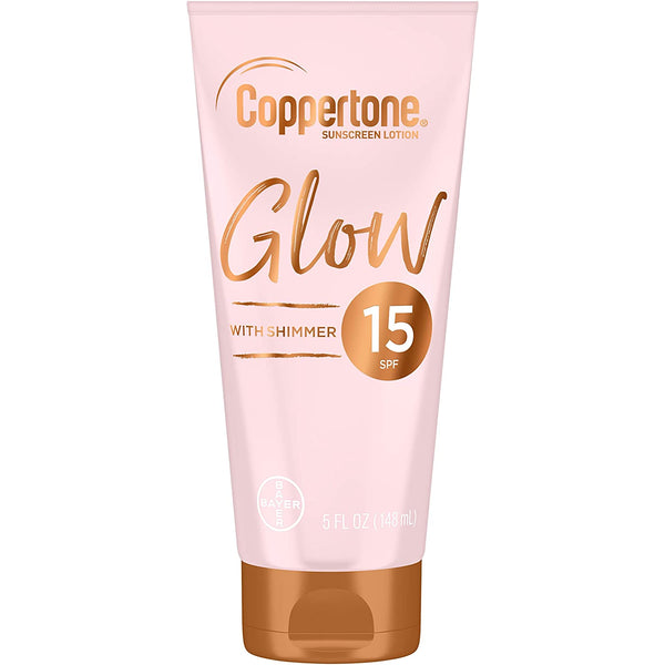 Coppertone Glow Hydrating Sunscreen Lotion with Illuminating Shimmer Minerals and Broad Spectrum SPF 15