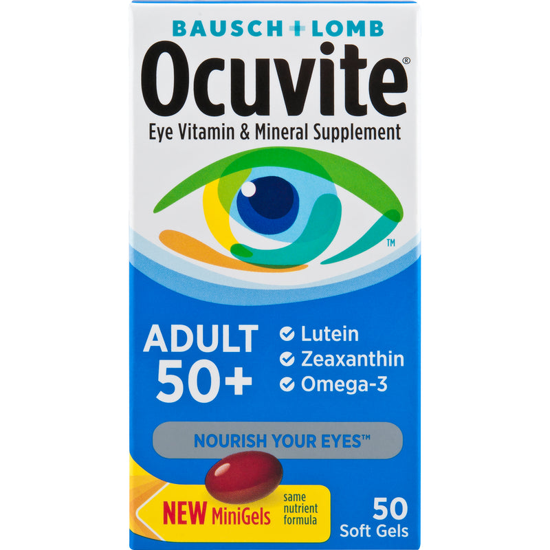 Ocuvite ocular vitamina adulta 50+ fórmula de salud ocular vitaminas blando