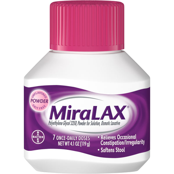MiraLAX 7 dose powder laxative- Polyethylene Glycol 3350