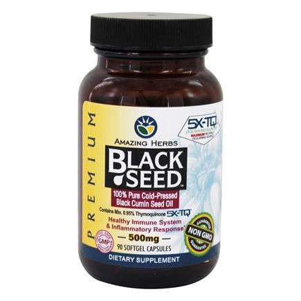 Amazing Herbs Premium Black Seed Oil 500mg 90 Softgels