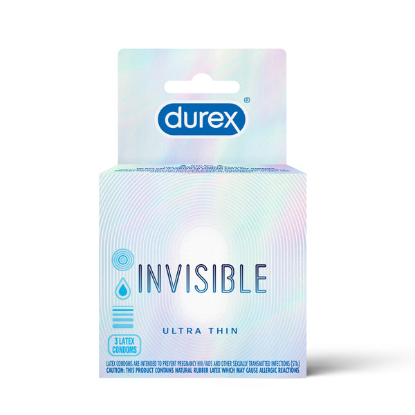 Durex Invisible Ultra Thin & Ultra Sensitive Premium Condoms, 3 Count