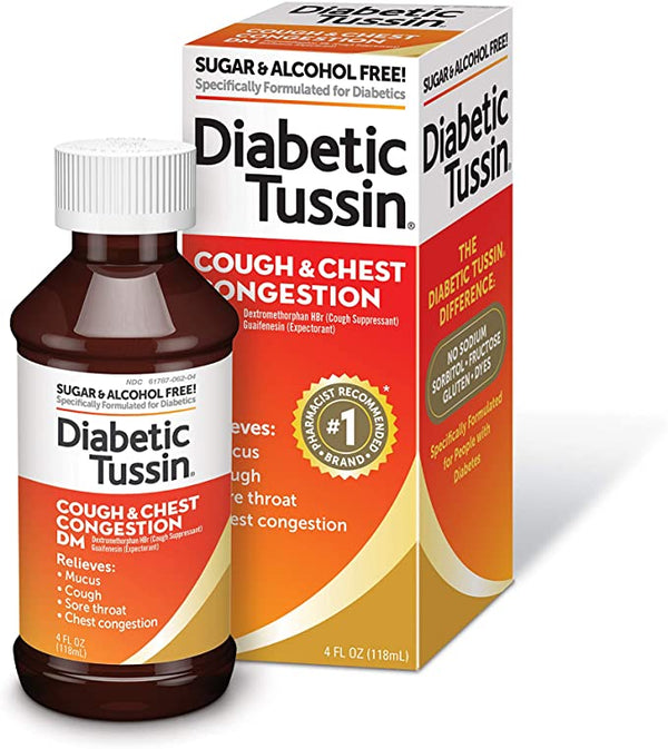 Diabetic Tussin DM Cough Suppressant & Expectorant Liquid Maximum Strength, 4 OZ