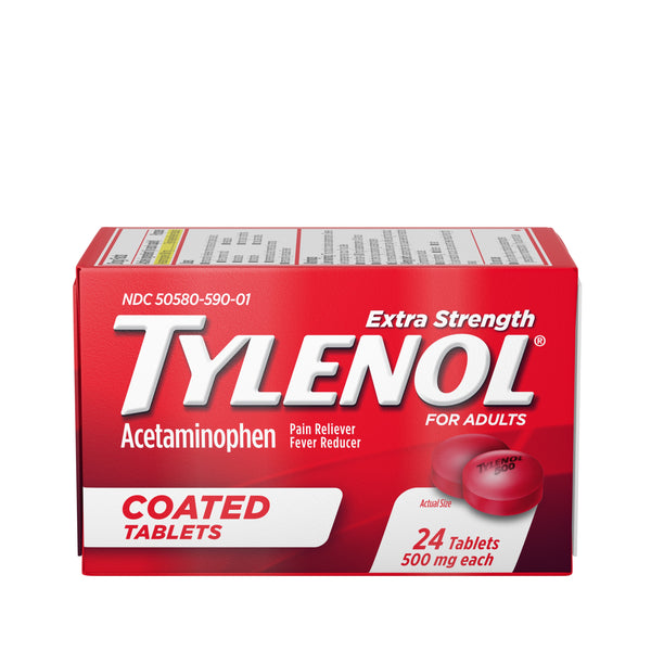 Tylenol Extra Strength Coated Tablets with Acetaminophen 500mg, 24 ct
