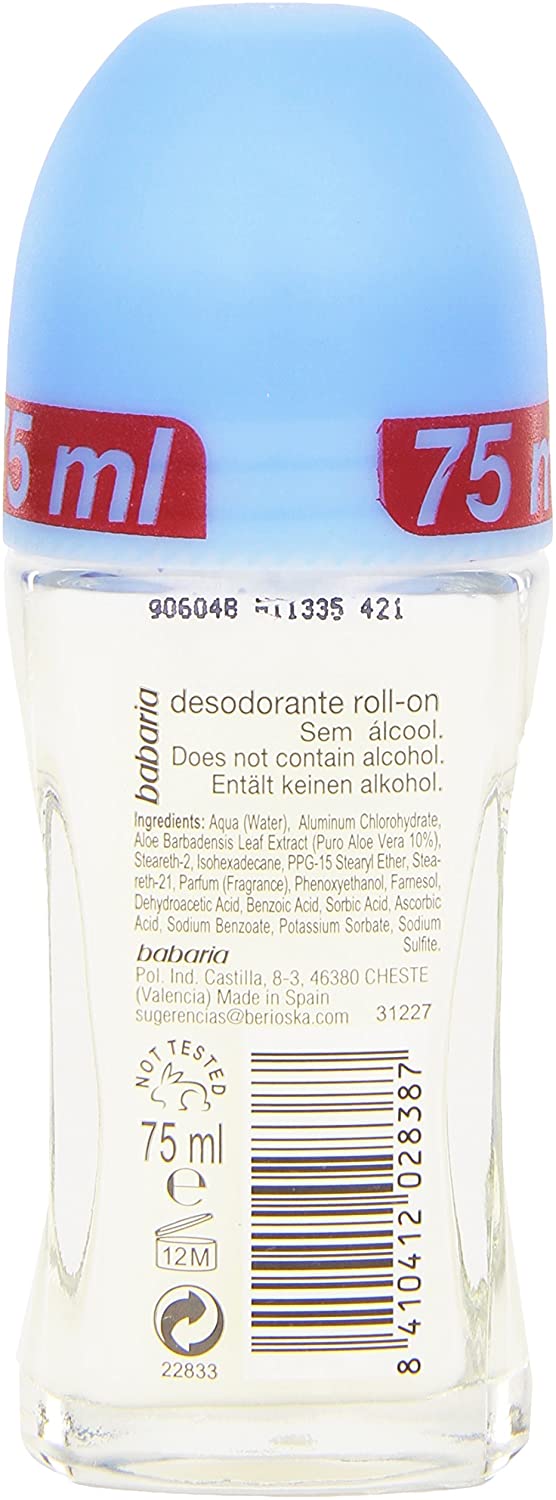 Babaria Deodorant Roll-On Aloe Dermo Sensitive 2.5Oz