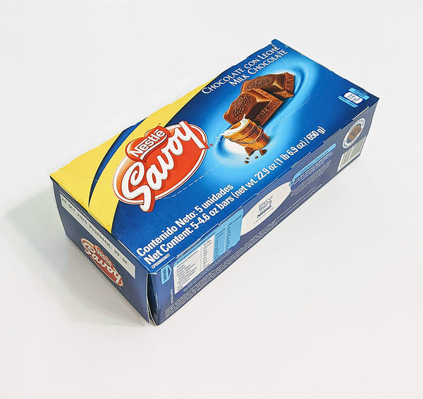Nestle Savoy Chocolate con Leche (Milk chocolate) 5 Ct Box 130 grs Ea.