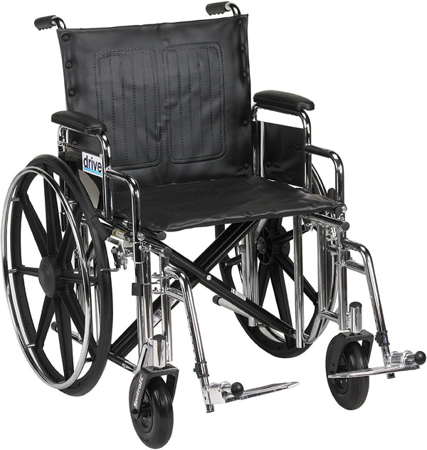 Drive Medical Sentra Extra Heavy Duty Wheelchair, Detachable Desk Arms, Swing away Footrests, 20" Seat