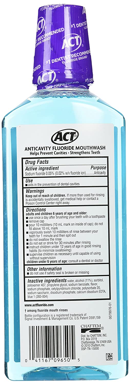 ACT Total Care Mouthwash, Icy Clean Mint. 18 OZ