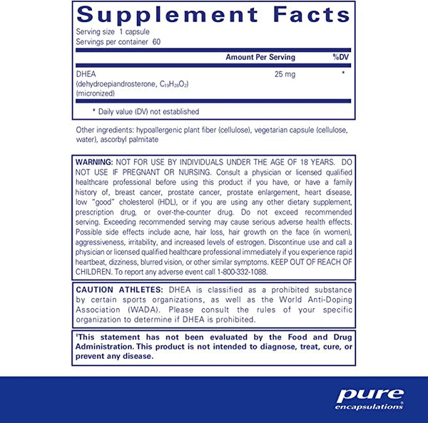 Pure Encapsulations DHEA 25 mg 60 Capsules