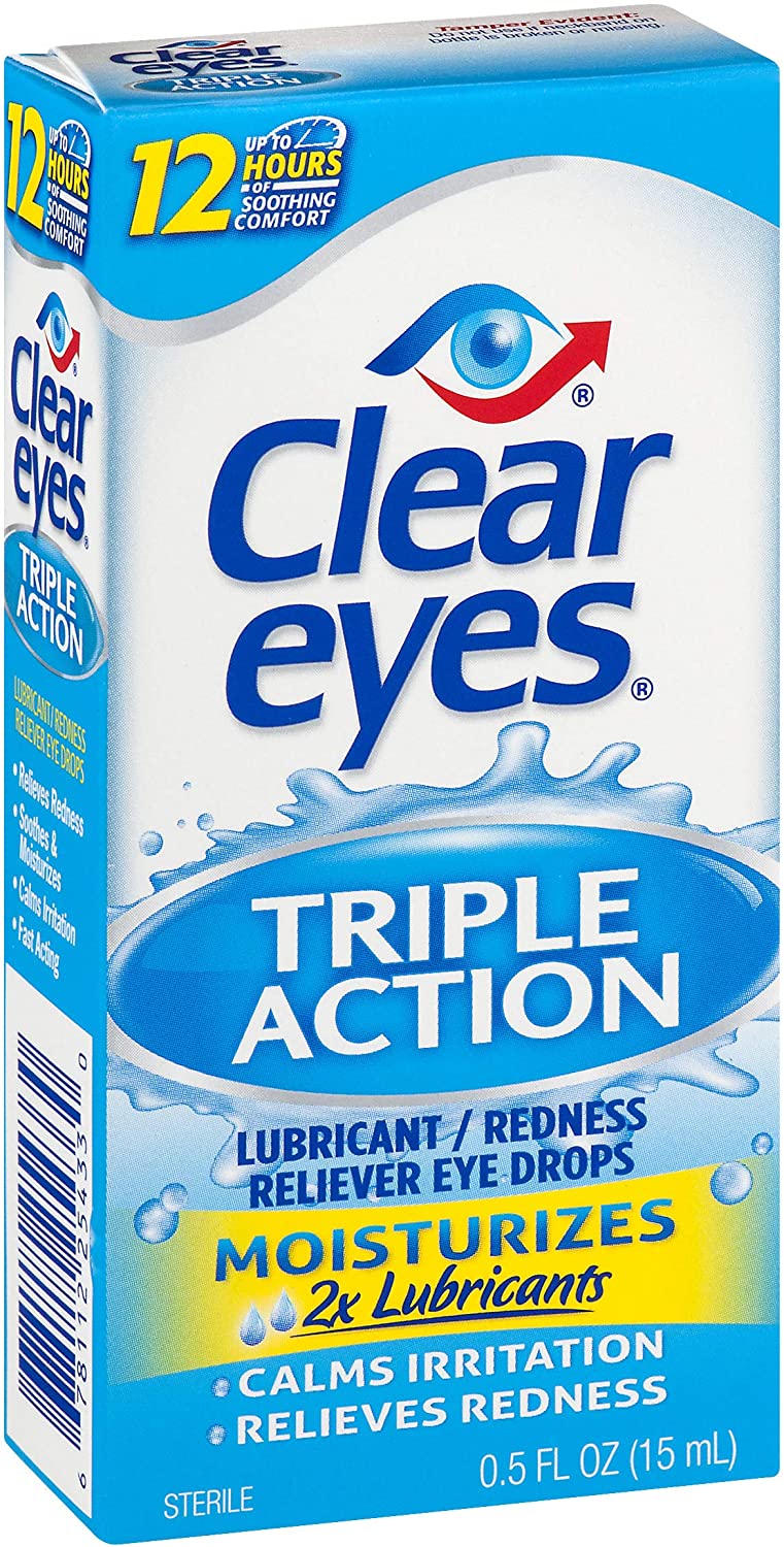 Clear Eyes | Triple Action Lubricant/Redness Relief Eye Drops | 0.5 FL OZ