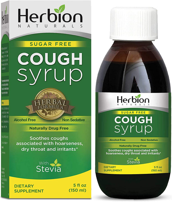Herbion Naturals Cough Syrup with Stevia, Green, Sugar Free, 5 Fl Oz