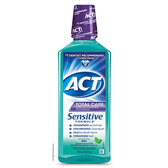ACT Total Care Anticavity Fluoride Mouthwash, Sensitive Formula Mint. 18 fl
