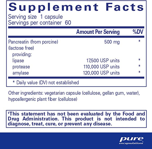 Pure Encapsulations Pancreatic Enzyme Formula 60 Capsules