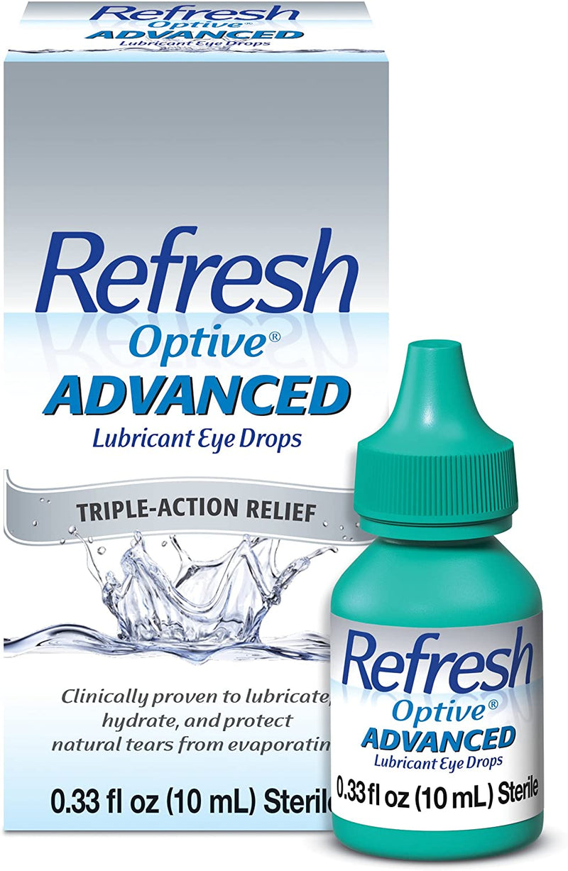 Refresh Optive Advanced Lubricant Eye Drops, 0.33 Fl Oz (1 Count) (10mL) Sterile