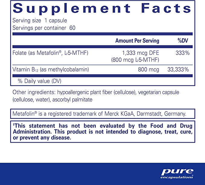 Pure Encapsulations B12 Folate 60 Capsules