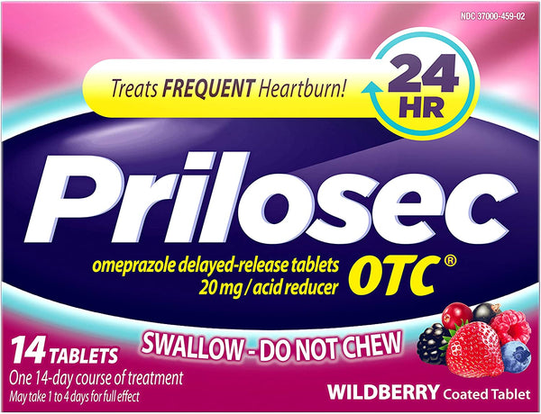 Prilosec OTC Swallow Wildberry 14 Tablets