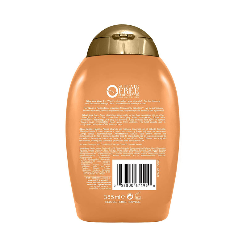 OGX Strength & Length + Golden Turmeric Shampoo with Coconut Milk. 13 fl. oz
