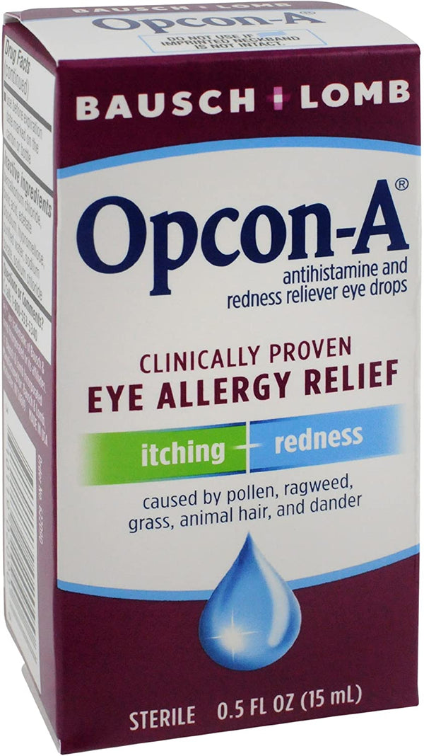 Bausch & Lomb Opcon-A Antihistamine & Redness Reliever Eye Drops, 0.5 Ounces/15 mL