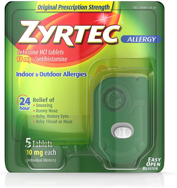 Zyrtec 24 Hour Allergy Relief Tablets, 10 mg 5 ct