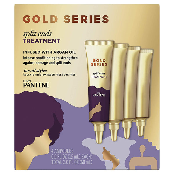 Pantene Gold Series Split Ends Treatment, for Curly and Coily Hair, Infused with Argan Oil, 0.5 oz
