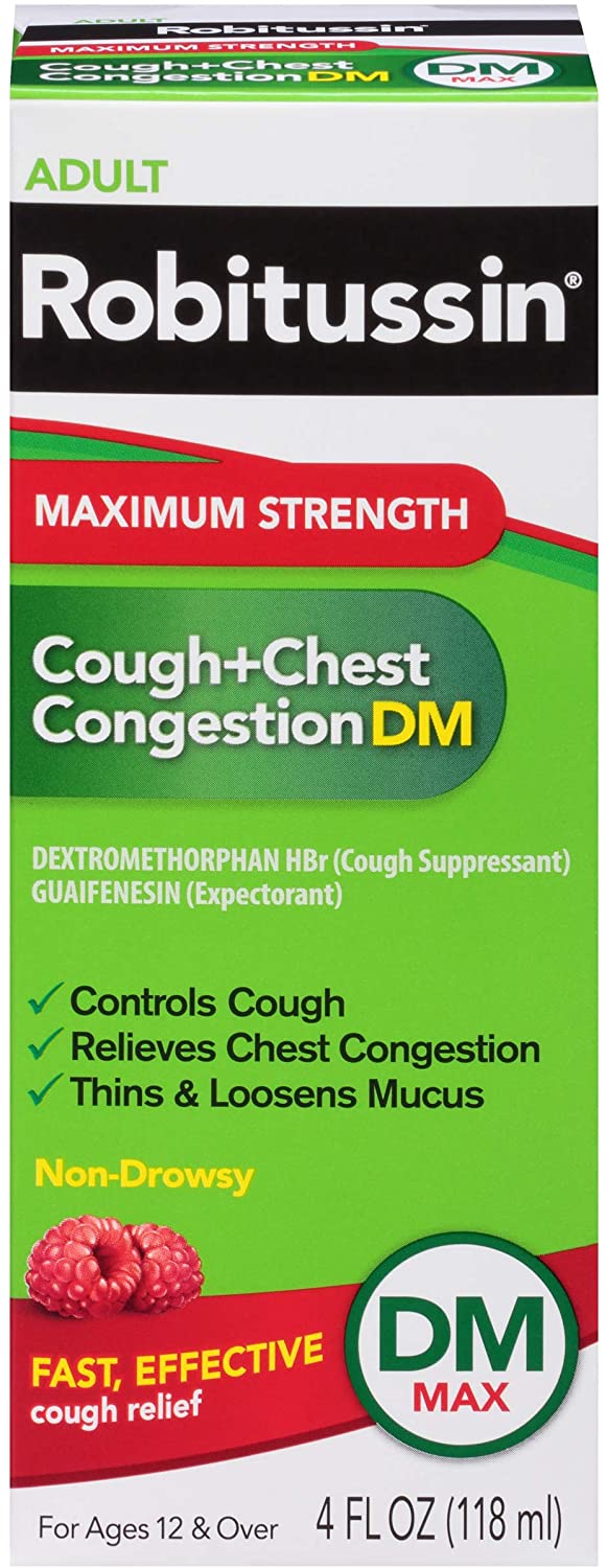 Robitussin Adult Maximum Strength Cough + Chest Congestion DM 4 Fl Oz