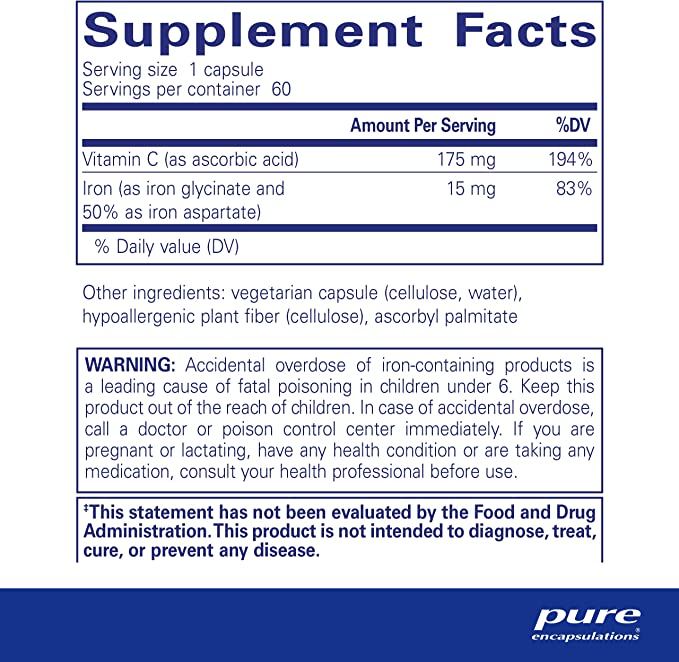 Pure Encapsulations Iron-C 60 Capsules