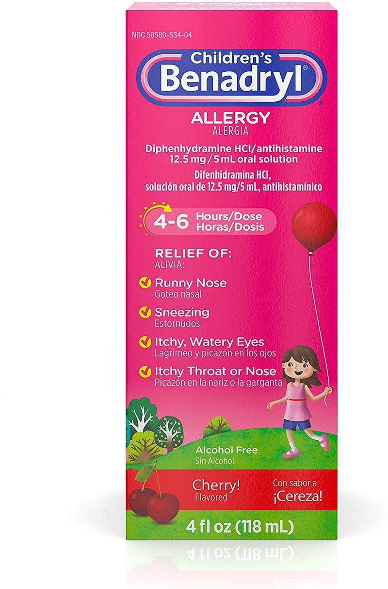 Benadryl Childrens Allergy Cherry 4 Oz