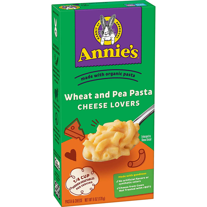 Annie's Pea Pasta Macaroni and Cheese, Cheese Lovers, 6 oz box