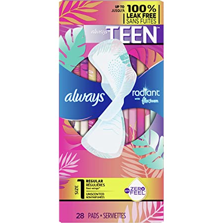 Always Radiant Heavy Feminine Pads with Wings, Scented 28 ct