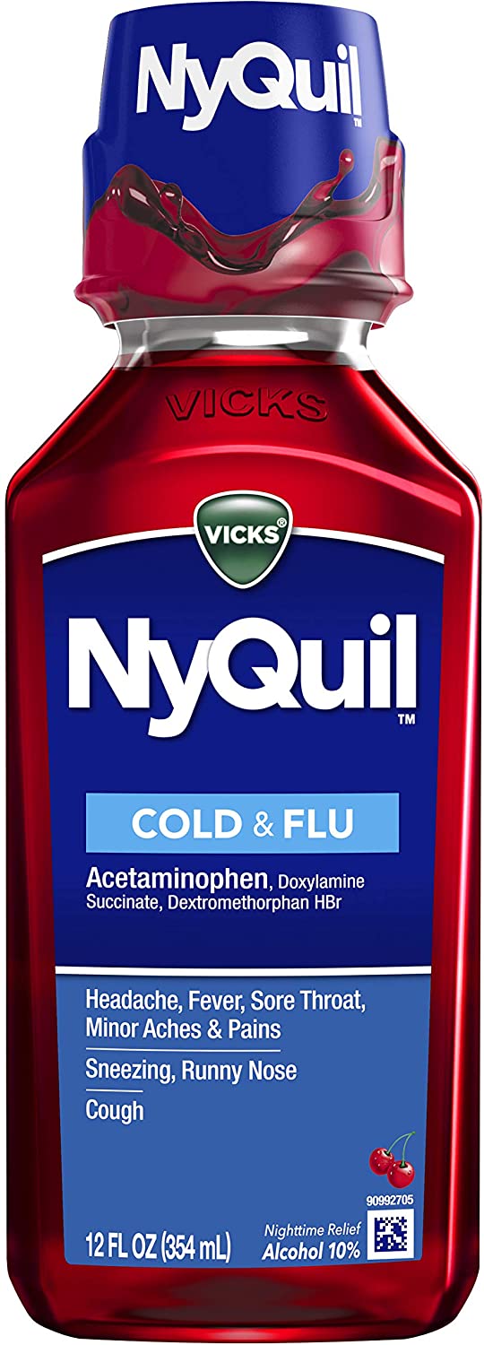 Vicks NyQuil Cough Nighttime Relief, 12 Fl Oz, Cherry Flavor