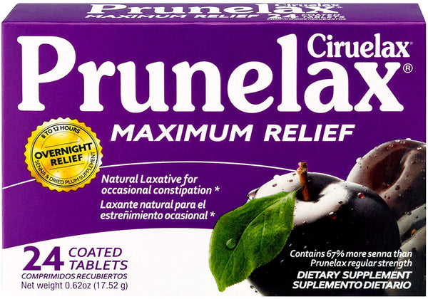 Prunelax Ciruelax Natural Laxative Maximum Relief 24 Tablets