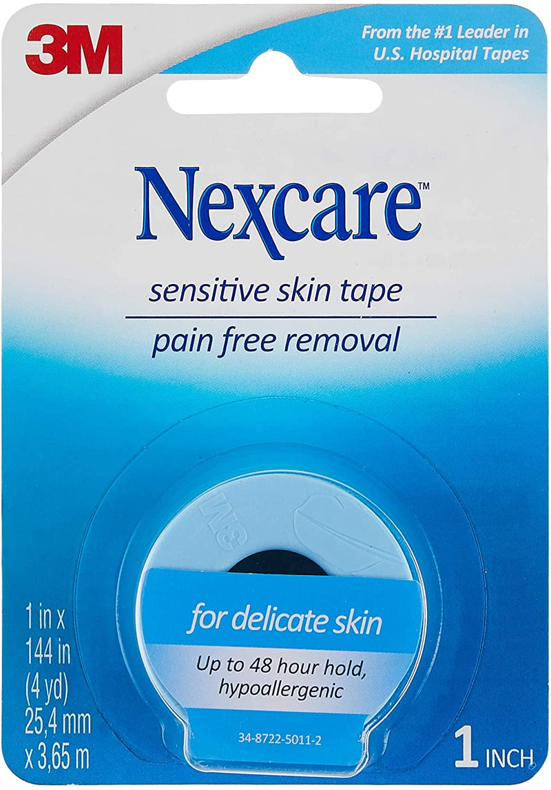 3M Nexcare Sensitive Skin Tape, Pain-Free Removal 1 inch x 4 yd