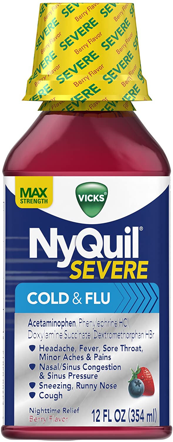 Vicks NyQuil Severe Cold & Flu Relief Berry Flavor Liquid 12 Fl Oz