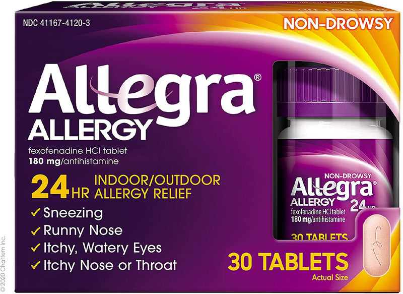 Allegra para adultos tabletas de alivio de alergia las 24 horas. 30 CT