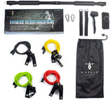 Marela Sports Fitness Resistance Bar - Gimnasio portátil con bandas de resistencia y bar