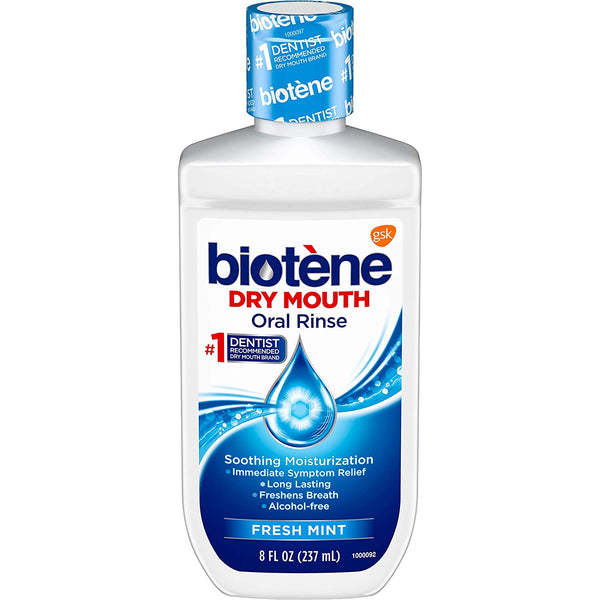 Biotene Fresh Mint Moisturizing Oral Rinse Mouthwash. 8 oz