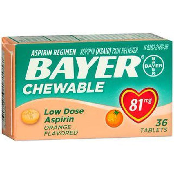 Bayer Chewable Low Dose 'Baby' 81 mg Tablets Orange - 36 ct