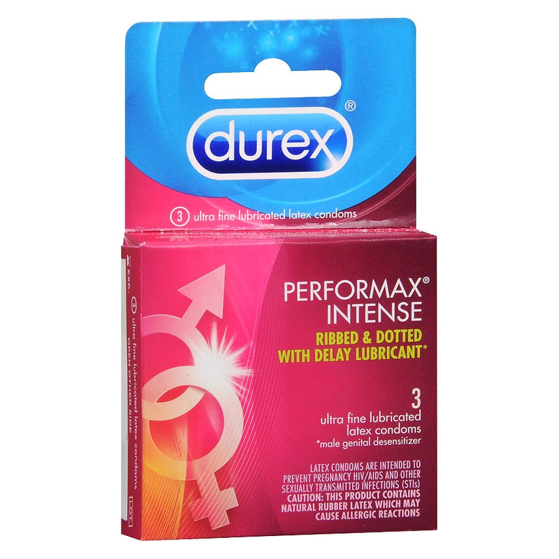 Durex Performax Intense Premium Lubricated Latex Condoms 3 Ct