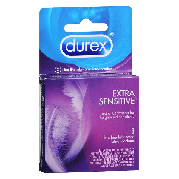 Durex Extra Sensitive Ultra Thin Lubricated Latex Condoms 3 ct