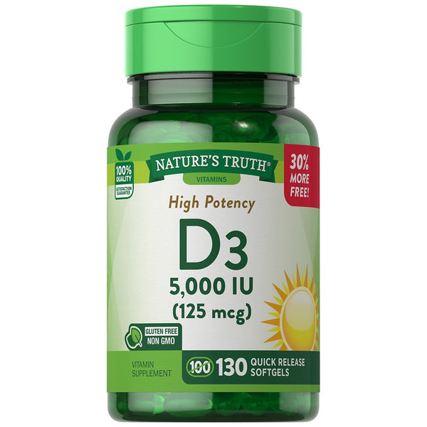 Nature's Truth High Potency Vitamin D3 5000 IU 130 Softgels