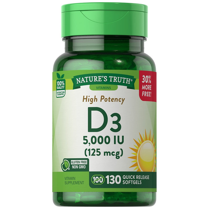 Nature's Verdad alta potencia Vitamina D3 5000 IU 130 Softgels