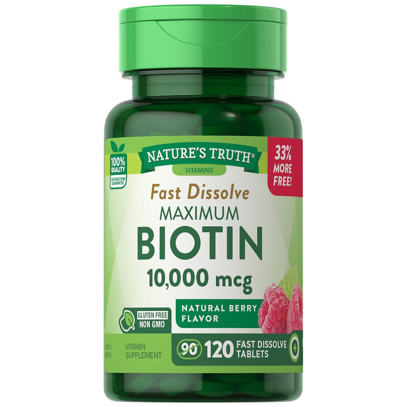 Nature's Truth Ultra Biotin 10,000mcg Fast Disolver Berry 120 tabletas