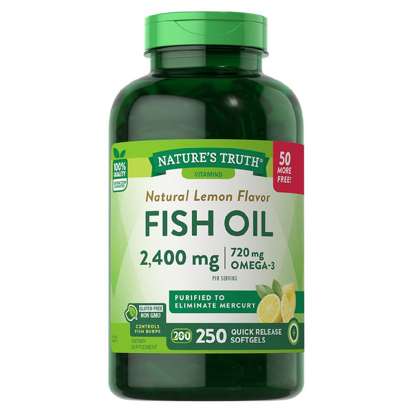 Nature's Truth Fish Oil 2,400 mg Lemon 250 Softgels