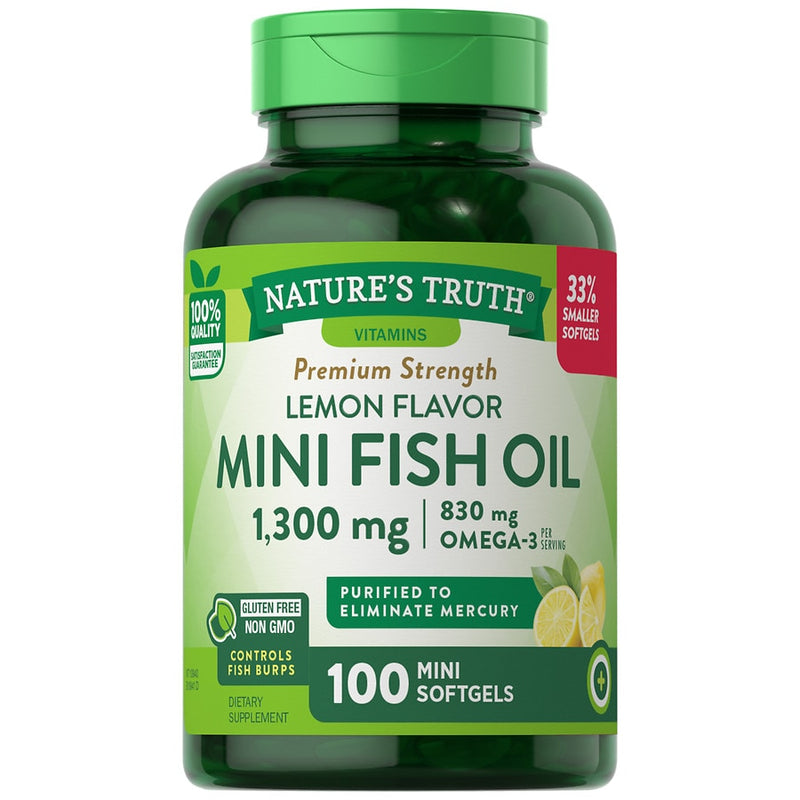 Nature's Truth Mini Fish Oil 1300mg, Lemon 100 Softgels