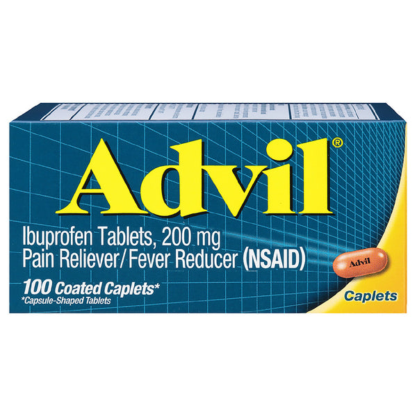 Advil Coated Caplet Pain Reliever / Fever Reducer , 200mg Ibuprofen 100 ea