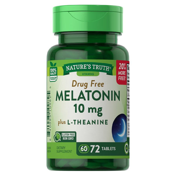 Nature's Truth Melatonin 10 mg más L-theanine 72 tabletas