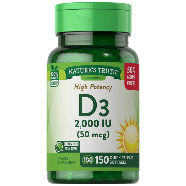 Nature's Truth High Potency Vitamin D3 2000 IU 150 Softgels