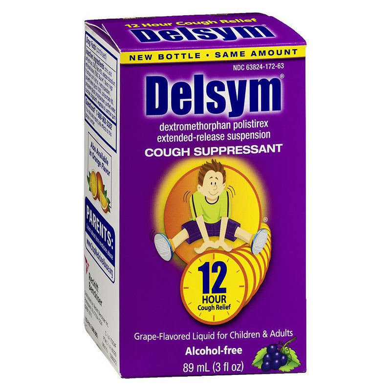 Supresor de tos para niños de Delsym, uva de 12 horas 3 fl oz