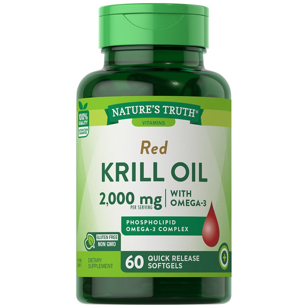 Nature's Truth Red Krill Oil 2,000 mg with Omega-3 60 Softgels