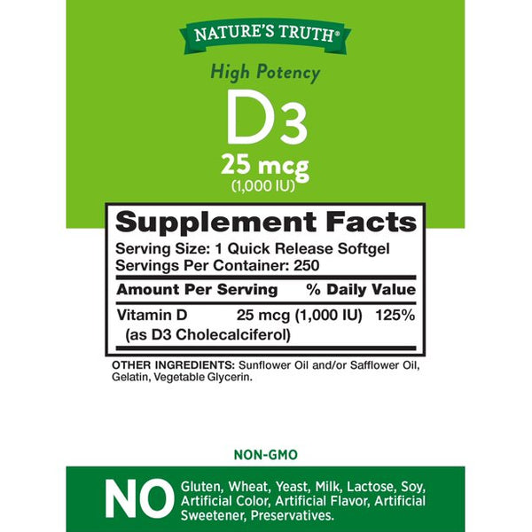 Nature's Truth Vitamin D3 1000 IU 250 Softgels